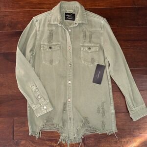 American Bazi Distressed Utility Jacket Size Medium NWT Sage Festival Concert
